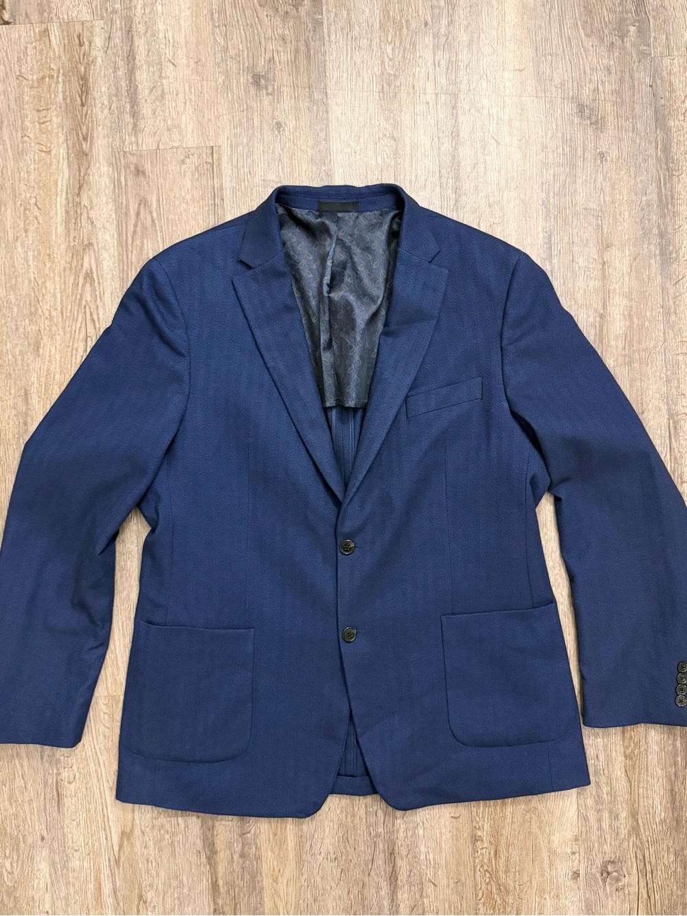 Lauren Ralph Lauren Men’s 46L Navy Herringbone Stretch Sport Coat Blazer - Picture 5 of 13